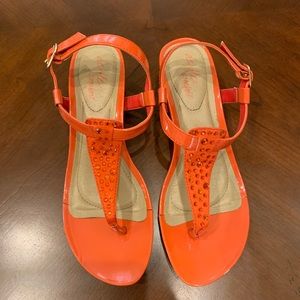Orange sandals size 8